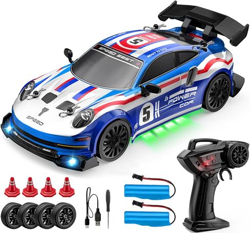 سيارة سباق انجراف RC بمقياس 1:24 4WD 2.4 جيجا هرتز عالية السرعة لعبة سيارة سباق رياضية مع أضواء LED وعجلات سباق وانجراف (E83-أحمر) in Kuwait