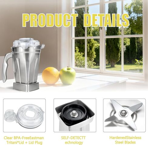 48 oz Stainless Steel Blending Container — BPA-Free, Compatible with Vitamix Models Including 5200, 5000, 6300, VM0103, VM0197, E310, A2500, and Classic/Commercial Series Blenders in Saudi Arabia