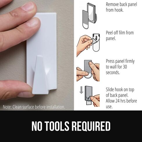 GORILLA GRIP خطافات جدارية شديدة التحمل قابلة لإعادة الاستخدام للتعليق، عصا قوية سهلة التركيب على خطاف لاصق قابل للإزالة، لا تسبب ضررًا للأظافر، استخدام متعدد الأسطح لديكورات عيد الميلاد، 5 عبوات و7 شرائط، بلاستيك in Kuwait