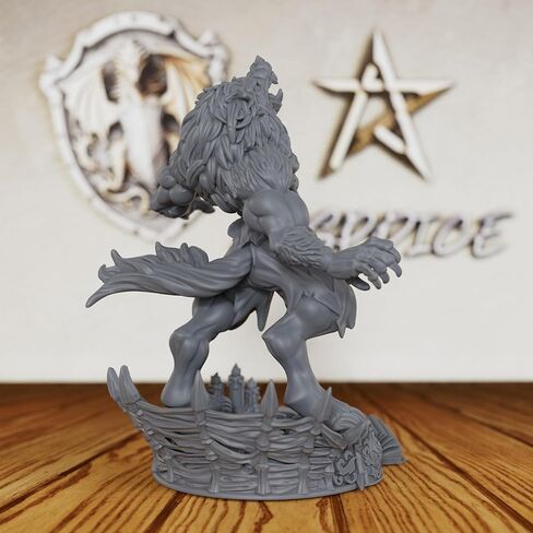 Howling Lycanthrope Resin Figure for Fantasy Role Playing - 28mm Scale Tabletop Unpainted Miniatures for Dungeon Masters & RPG Gift - Ideal for TTRPG & DND Minis - Werewolf Wyett (AS522) in Saudi Arabia