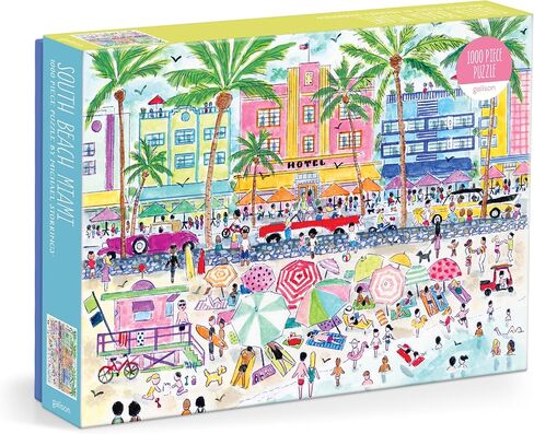 Galison South Beach Miami – 1000 Piece Michael Storrings Jigsaw Puzzle Featuring Beautiful Artwork of South Beach During Summertime in Saudi Arabia