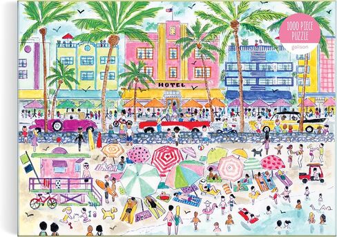 Galison South Beach Miami – 1000 Piece Michael Storrings Jigsaw Puzzle Featuring Beautiful Artwork of South Beach During Summertime in Saudi Arabia