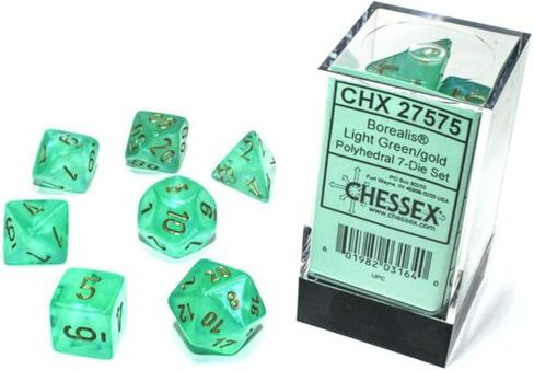 dICE Borealis Light Green/Gold Luminary Polyhedral 7-Die Set (27575) in Saudi Arabia