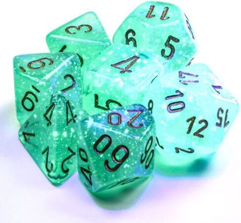 dICE Borealis Light Green/Gold Luminary Polyhedral 7-Die Set (27575) in Saudi Arabia