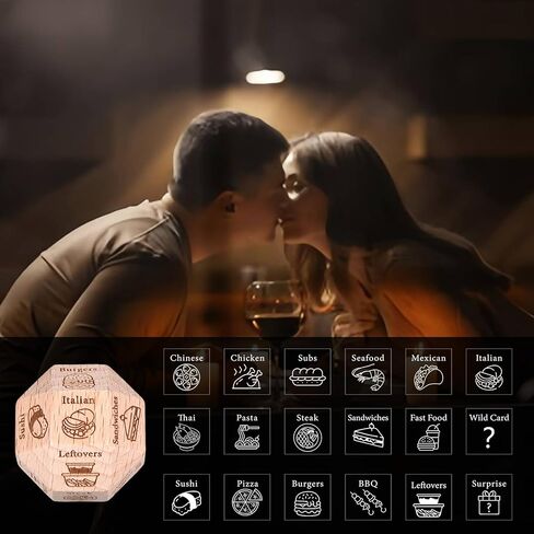 Date Night Dice Valentines Gift for Women Men Food Dice Funny Valentines Gifts for Boyfriend Husband Couples 5th Anniversary Santa Swap Dice Games 18 Sided in Saudi Arabia