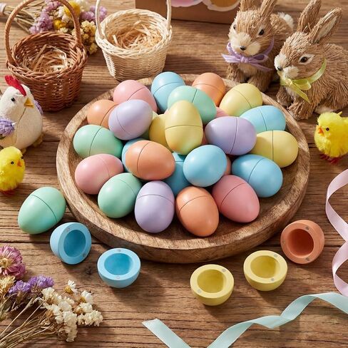18 Pcs Pastel Fillable Easter Magnetic Wooden Eggs with Boxes, 3" Colorful Fake Egg Set, Reusable Easter Basket Stuffers for Decorative Crafts Spring DIY Displays Decoration Party Supplies in Saudi Arabia