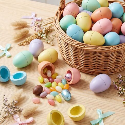 18 Pcs Pastel Fillable Easter Magnetic Wooden Eggs with Boxes, 3" Colorful Fake Egg Set, Reusable Easter Basket Stuffers for Decorative Crafts Spring DIY Displays Decoration Party Supplies in Saudi Arabia