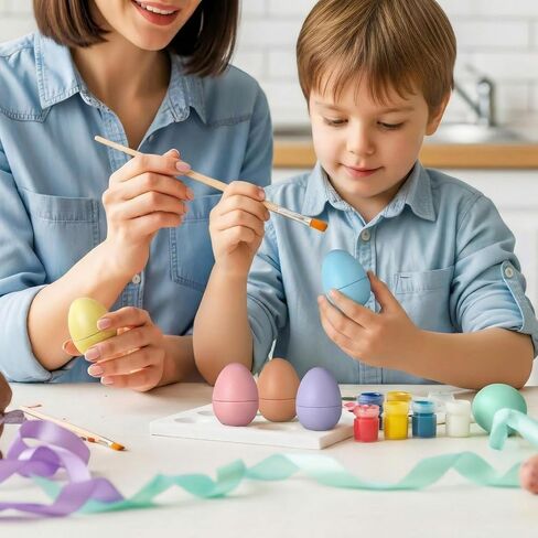 18 Pcs Pastel Fillable Easter Magnetic Wooden Eggs with Boxes, 3" Colorful Fake Egg Set, Reusable Easter Basket Stuffers for Decorative Crafts Spring DIY Displays Decoration Party Supplies in Saudi Arabia