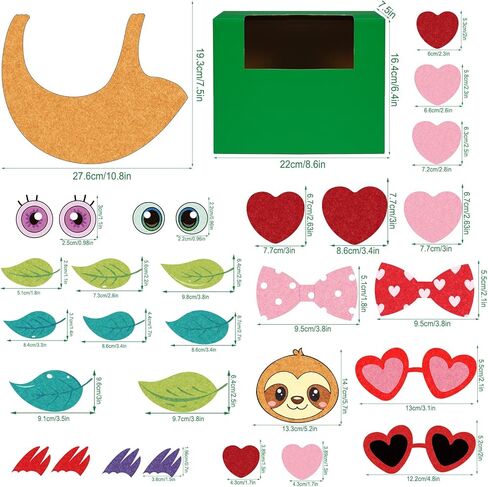 Fjoron Valentines DIY Mailbox for Boys Girls Valentine's Day Card Box Mail Box Crafts School Classroom Gifts Exchange Valentines Party Favors Kits (Sloth Style) in Saudi Arabia