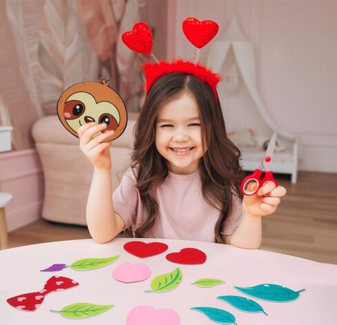 Fjoron Valentines DIY Mailbox for Boys Girls Valentine's Day Card Box Mail Box Crafts School Classroom Gifts Exchange Valentines Party Favors Kits (Sloth Style) in Saudi Arabia