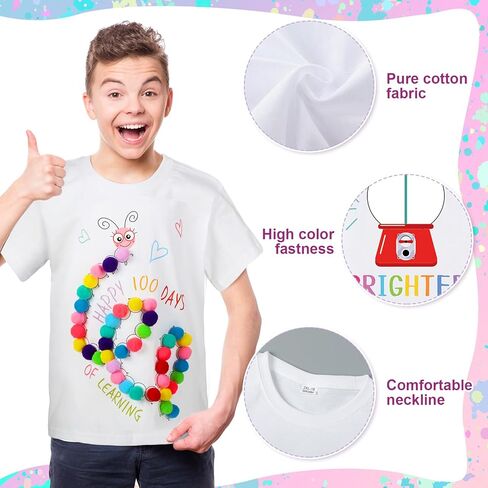 Hoolerry 3 قطع 100 يوم من المدرسة DIY مجموعة قمصان Gumball Machine DIY T قميص مع كرات بوم بومس مزدوجة الجوانب ملصقات منقطة للأطفال DIY Art Creative School 100 يوم حفلة (8/10) كما يظهر in Kuwait