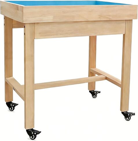 Wooden SandTray Combo – Includes a Protective Lid, a Wooden Stand, and Lockable Wheels | Ideal for Therapy Offices, Classrooms, and Home Use in Saudi Arabia