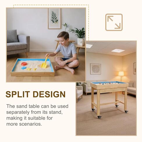 Wooden SandTray Combo – Includes a Protective Lid, a Wooden Stand, and Lockable Wheels | Ideal for Therapy Offices, Classrooms, and Home Use in Saudi Arabia