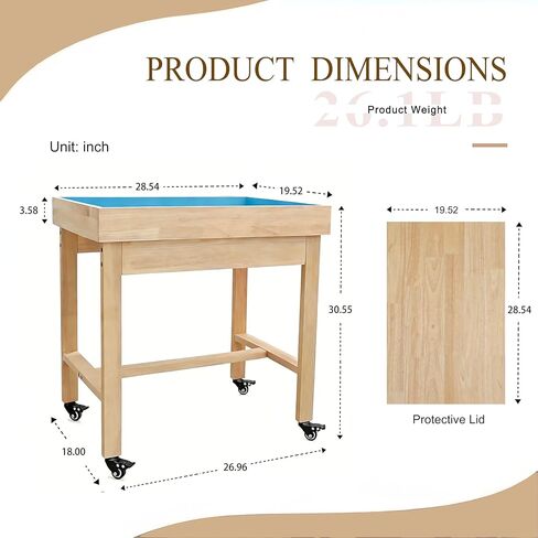Wooden SandTray Combo – Includes a Protective Lid, a Wooden Stand, and Lockable Wheels | Ideal for Therapy Offices, Classrooms, and Home Use in Saudi Arabia