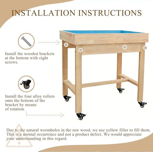 Wooden SandTray Combo – Includes a Protective Lid, a Wooden Stand, and Lockable Wheels | Ideal for Therapy Offices, Classrooms, and Home Use in Saudi Arabia