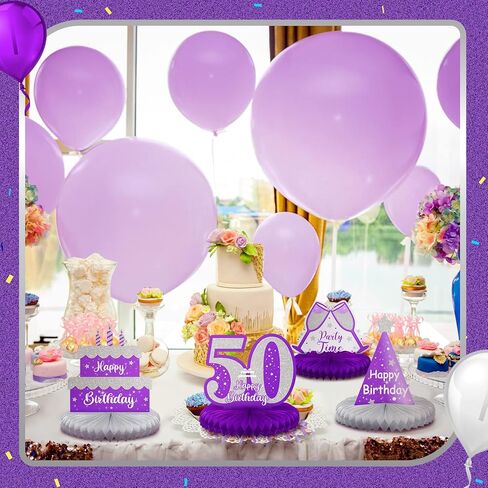 Ferraycle 8 قطع زينة عيد الميلاد الخمسين على شكل قرص العسل للنساء والرجال الأرجواني الفضي العتيق لتزيين طاولات حفلات أعياد الميلاد الخمسين على شكل قرص العسل لتزيين هدايا الذكرى السنوية in Kuwait