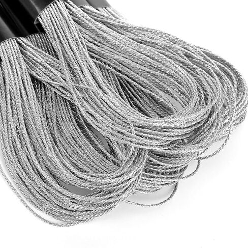 6 Skeins Embroidery Thread, Glitter Metallic Silver Embroidery Floss Friendship Bracelet String, Polyester Cross-Stitch Threads Friendship Bracelet String for Sew Making Yarn Accessories Craft Strings in Saudi Arabia