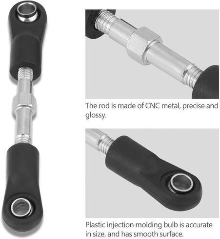 Niiyen RC Steering Rod, 2pcs/Set RC Car Steering Rod Servo Rod Servo Rod Link RC Servo Rod, Zd 6050 Ball Joint Tie Rod 1:16 Model Vehicle General(45mm) in Saudi Arabia