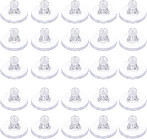 300pcs Earring Backs Flat, Silicone Earring Backings,Clear Rubber Earrings Backs Replacements, Soft Clutch Ear Locking with Pad, Universal Earrings Safety Back Stoppers in Saudi Arabia