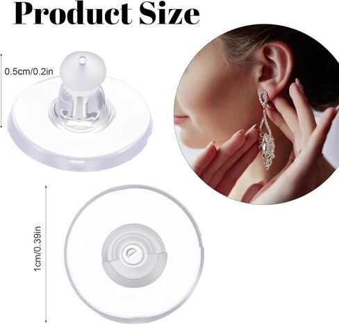 300pcs Earring Backs Flat, Silicone Earring Backings,Clear Rubber Earrings Backs Replacements, Soft Clutch Ear Locking with Pad, Universal Earrings Safety Back Stoppers in Saudi Arabia