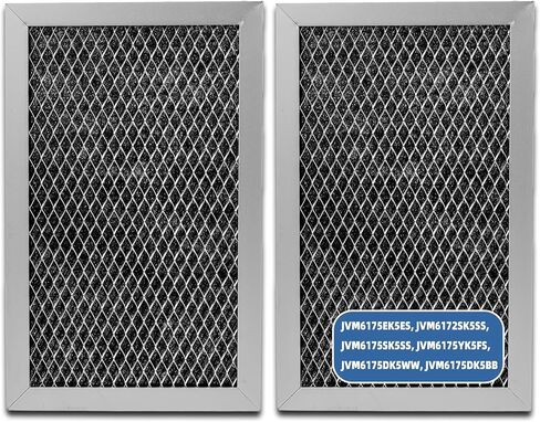 2-Pack Microwave Charcoal Grease Filter for GE Models JVM6175EK5ES, JVM6172SK5SS, JVM6175SK5SS, JVM6175YK5FS, JVM6175DK5WW, JVM6175DK5BB – Odor Elimination & Air Filtration (Black 2X Charcoal Filter) in Saudi Arabia