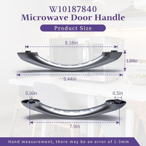 WPW10187840 W10187840 Microwave Door Handle Compatible with Maytag Replacement 1456048 AP6016574 PS2330289 EAP2330289 in Saudi Arabia