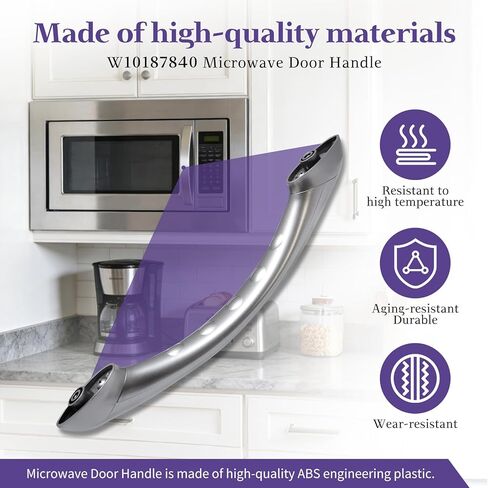 WPW10187840 W10187840 Microwave Door Handle Compatible with Maytag Replacement 1456048 AP6016574 PS2330289 EAP2330289 in Saudi Arabia