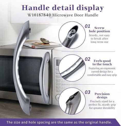 WPW10187840 W10187840 Microwave Door Handle Compatible with Maytag Replacement 1456048 AP6016574 PS2330289 EAP2330289 in Saudi Arabia