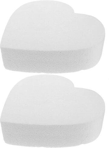 STOBOK 2pcs Heart-Shaped Cake Foam Dummy Styro Foam Heart Reusable Fake Cake Models for Wedding Baking Practice and Party Decor in Saudi Arabia