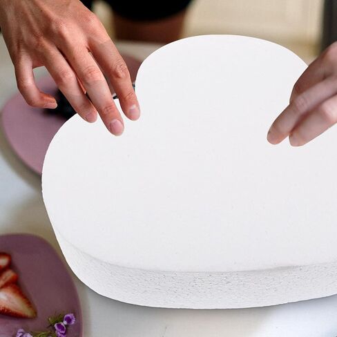 STOBOK 2pcs Heart-Shaped Cake Foam Dummy Styro Foam Heart Reusable Fake Cake Models for Wedding Baking Practice and Party Decor in Saudi Arabia