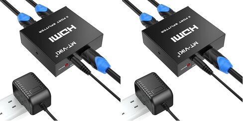 MT-VIKI® 4K HDMI Splitter 1 in 2 Out, 1x2 Powered HDMI Splitter for Dual Monitors w/Power Adapter, 4K@30Hz Dual Monitors Duplicate/Mirror for PS4 Fire Stick HDTV in Kuwait