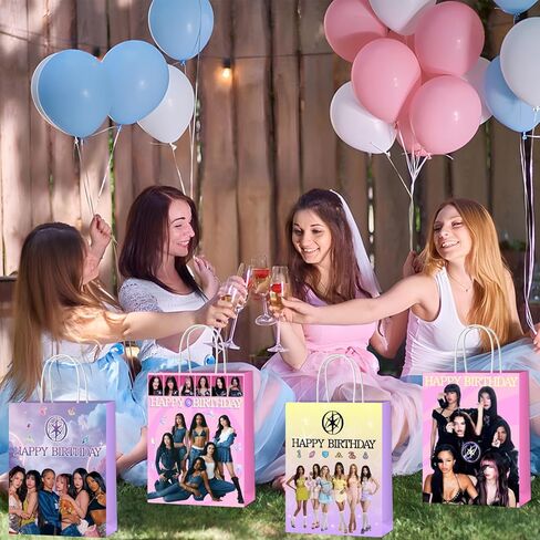 xituodai 16Pcs Birthday Party Decorations Goodie Bags Double Side Fashion Singer Theme Colorful Paper Candy Bags with Handle for Happy Birthday Party Supplies in Saudi Arabia