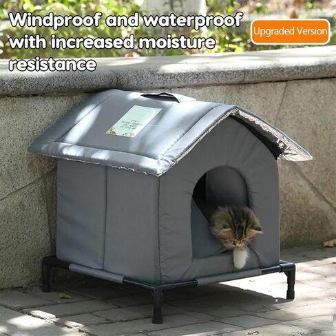 Outdoor Cat House, 2026 New Weatherproof Outside Cat House Can Accommodate 22lb, Stray Cats Dog Pad Houses, Outdoor Warm Feral Cat Dog Shelter with Removable, Medium in Kuwait