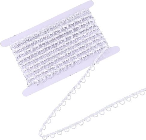 3/8 Inch White Elastic Buttonhole Ribbon Thin Braid Lace Button Loop Sewing Trim Buttons Corset Cord Trims Tape with Loops for Sewing Making Crafts Costumes Wedding Dresses Bridal Decor DIY in Saudi Arabia