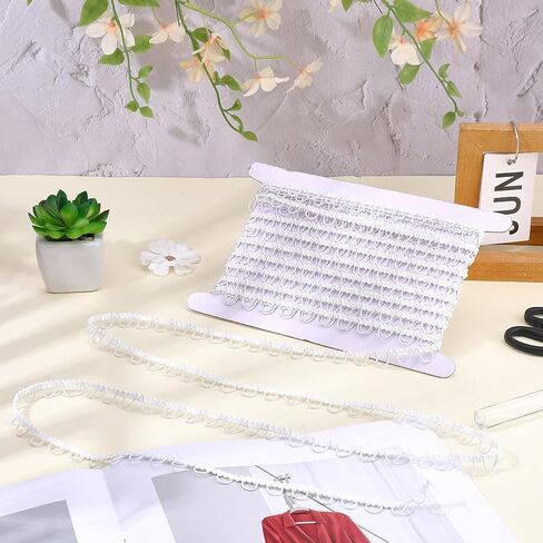 3/8 Inch White Elastic Buttonhole Ribbon Thin Braid Lace Button Loop Sewing Trim Buttons Corset Cord Trims Tape with Loops for Sewing Making Crafts Costumes Wedding Dresses Bridal Decor DIY in Saudi Arabia