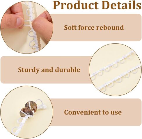3/8 Inch White Elastic Buttonhole Ribbon Thin Braid Lace Button Loop Sewing Trim Buttons Corset Cord Trims Tape with Loops for Sewing Making Crafts Costumes Wedding Dresses Bridal Decor DIY in Saudi Arabia
