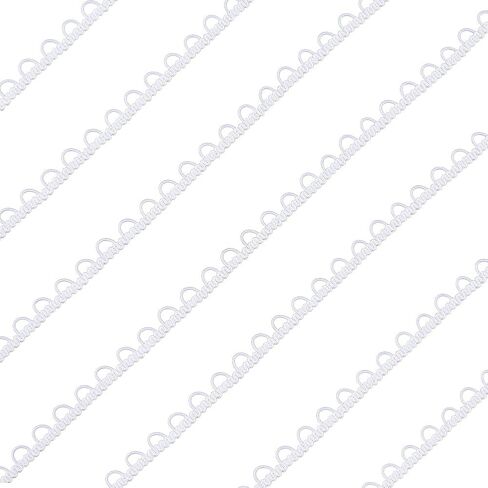 3/8 Inch White Elastic Buttonhole Ribbon Thin Braid Lace Button Loop Sewing Trim Buttons Corset Cord Trims Tape with Loops for Sewing Making Crafts Costumes Wedding Dresses Bridal Decor DIY in Saudi Arabia