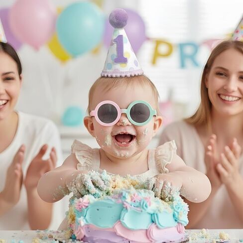قبعة عيد الميلاد الأول لطفلة - قبعة حفلات مصنوعة يدويًا من اللباد الباستيل لعمر سنة واحدة، زينة لطيفة لعيد الميلاد الأول ودعامة للصور in Saudi Arabia