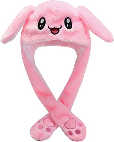 Cute Bunny Hat with Moving Ears Kawaii Accessories for Girls, Christmas Easter Party Cosplay Plush Rabbit Hats in Saudi Arabia