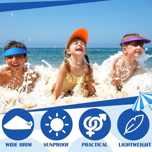 Retisee Summer Foam Visors for Kids Bulk Adjustable Sun Visor with Coil Bands Elastic Sun Protection Hat Golf Party Supplies in Saudi Arabia