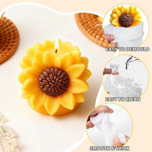 Sunflower Silicone Candle Mold, 3D Unique Flowers Pillar Candle Mold for Candle Making, Epoxy Resin Casting Molds for DIY Resin Craft, Handmade Wax Soap & Home Decoration in Saudi Arabia