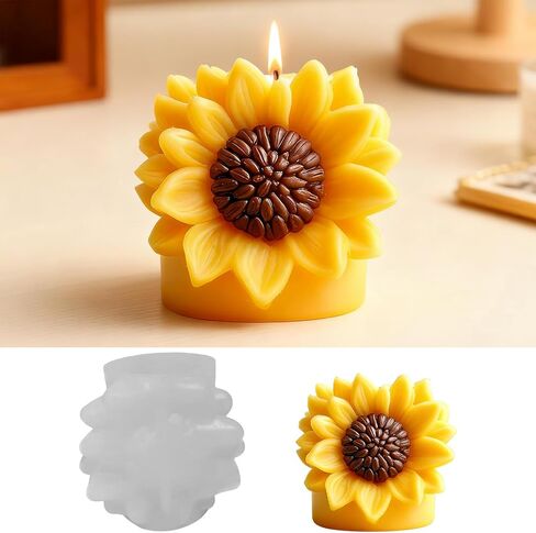 Sunflower Silicone Candle Mold, 3D Unique Flowers Pillar Candle Mold for Candle Making, Epoxy Resin Casting Molds for DIY Resin Craft, Handmade Wax Soap & Home Decoration in Saudi Arabia