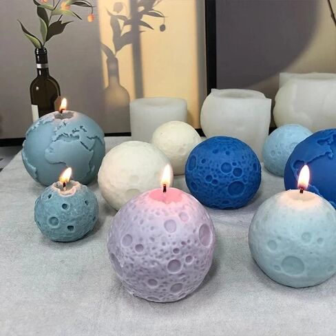 3D Earth Design Light Silicone Mold Round Irregular Desktop Planet Night Light Decor Epoxy Resin Making Mold DIY Candle Mould (Earth) in Saudi Arabia