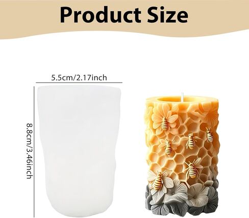 3D Bee Honeycomb Flower Pillar Candle Mold, Silicone Molds for Epoxy Resin Candle Making Wax Aromatherapy & DIY Wax Soap, Home Decoration Handmade Crafts in Saudi Arabia