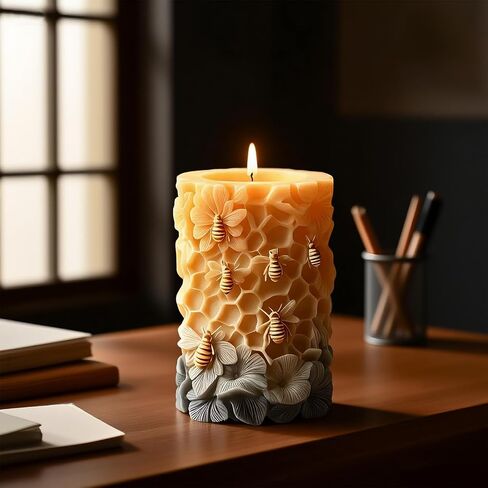 3D Bee Honeycomb Flower Pillar Candle Mold, Silicone Molds for Epoxy Resin Candle Making Wax Aromatherapy & DIY Wax Soap, Home Decoration Handmade Crafts in Saudi Arabia
