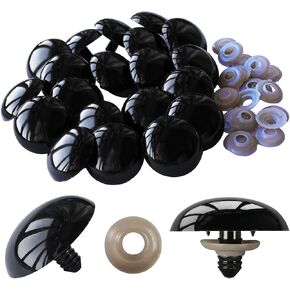 Hukiwow 40 قطعة 40 مم عيون أمان وغسالات 40 مم عيون أمان كبيرة كبيرة حرفية سوداء بلاستيكية كروشيه لصنع الدمى على شكل حيوانات كروشيه in Kuwait