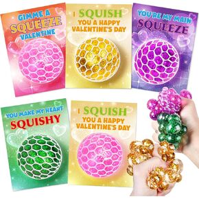 Valentines Day Cards for Kids,24 Pack Squeeze Balls Fidget Toys Bulk with Valentine's Day Cards for Kids School Classroom Exchange Valentines Gifts for Boys Girls,Kids Party Favors Prizes in Saudi Arabia