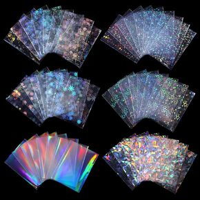 300 Pcs Photocard Sleeves Laser Flashing Photo Card Sleeves Heart Star Glass Rainbow Transparent Cards Protector for Photo Baseball Game Card Protective in Saudi Arabia