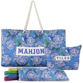 3 Pcs Empty Mahjong Bags Set for Tiles and Racks 24 x 13 x 4.7 Inches Floral American Mahjong Carrying Bag Tiles Bag Drawstring Protective Sleeve for Rack Party Travel, Case Only(Wildflower) in Saudi Arabia