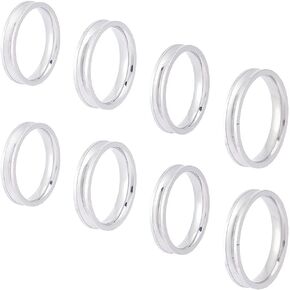 24 قطعة من UNICRAFTALE 4 أحجام من الفولاذ المقاوم للصدأ إعدادات فارغة حلقات أخدود مستديرة مكونات حجم 7-10 حلقة أساسية فارغة لترصيع خواتم صنع المجوهرات in Kuwait